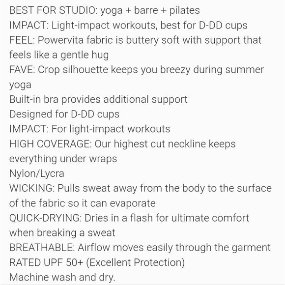 Athleta Conscious Cut Out Crop, Size Small D-DD, NWT, - Picture 10 of 10